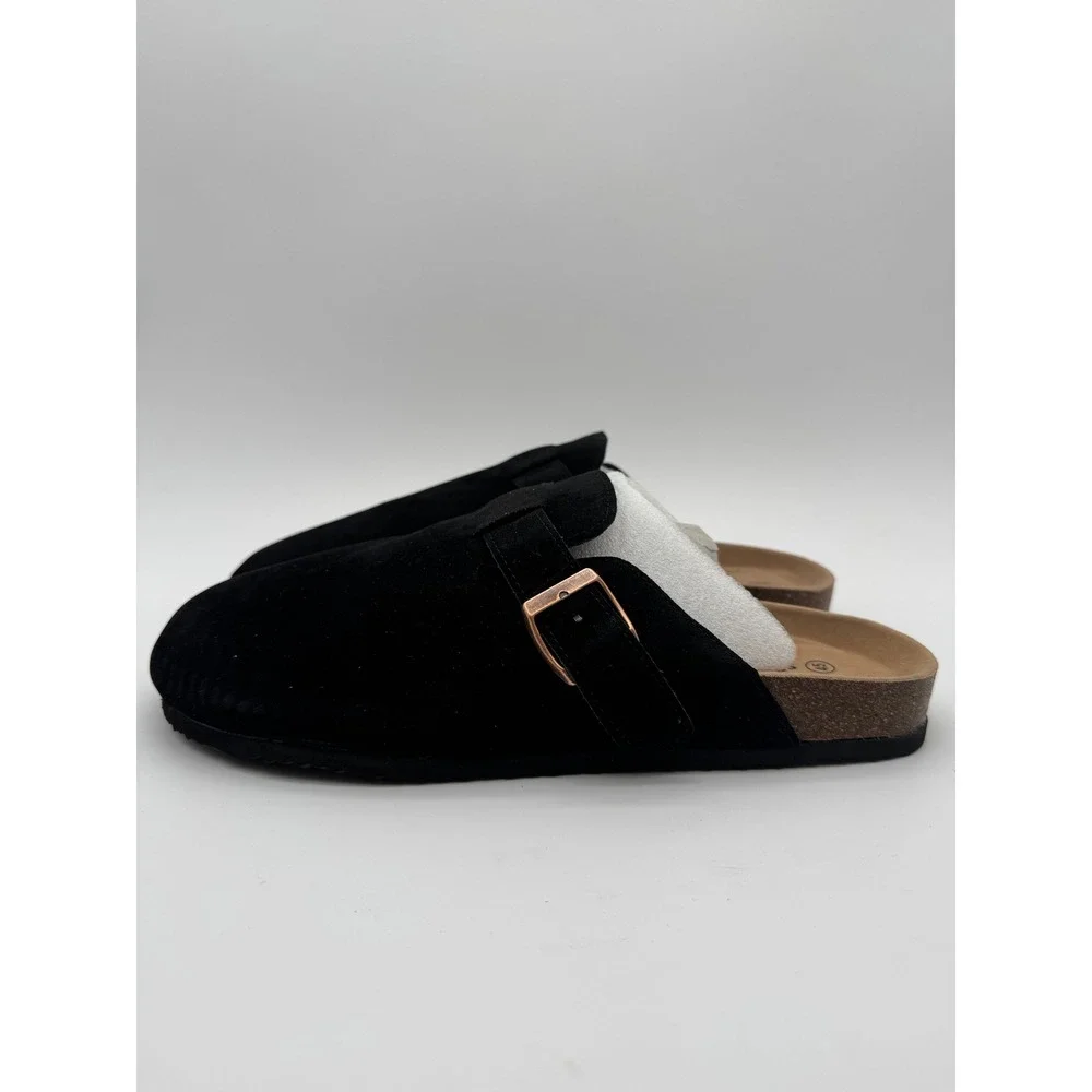Comfort Clogs Black Suede Slip‎ On Buckle Sandals Mens US 11.5-12 EU 45